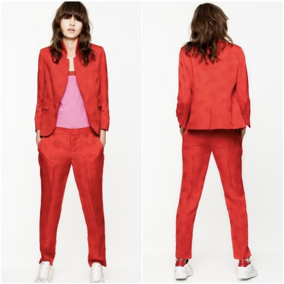 Zadig & Voltaire • Prune Paisley Jacquard Trouser Pants - Picture 1 of 13